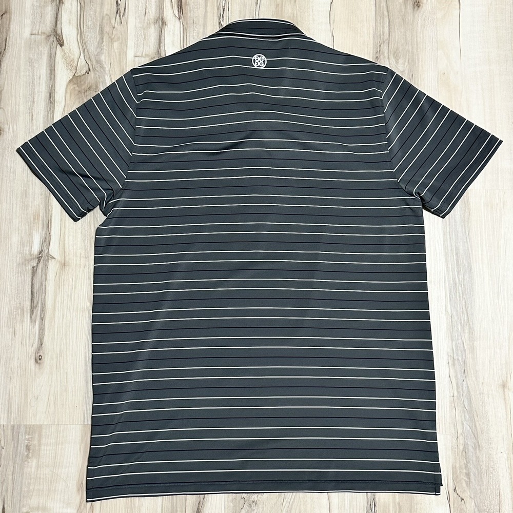 G/FORE Men's L Golfing Athletic Polo Golf Shirt Stretch Gray Striped - Picture 4 of 6